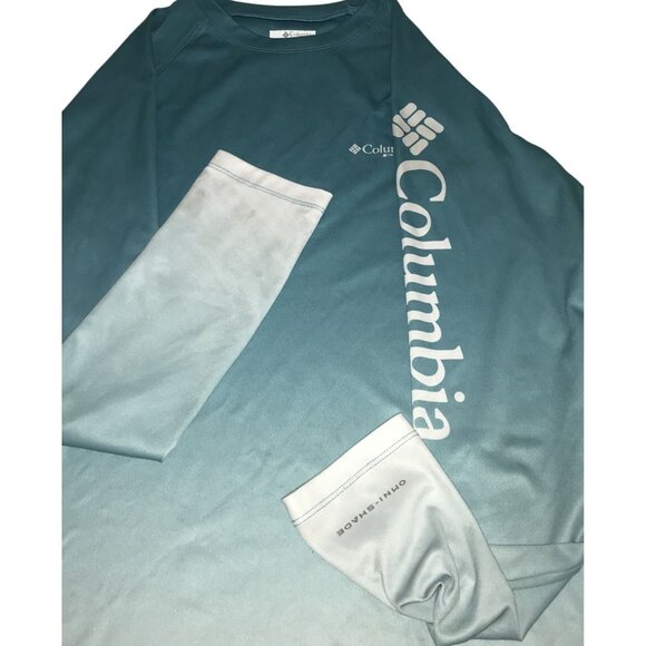 Columbia Youth Long-Sleeve Gradient Blue PFG Omni-Shade Fishing Shirt Size XL Li - Picture 8 of 10
